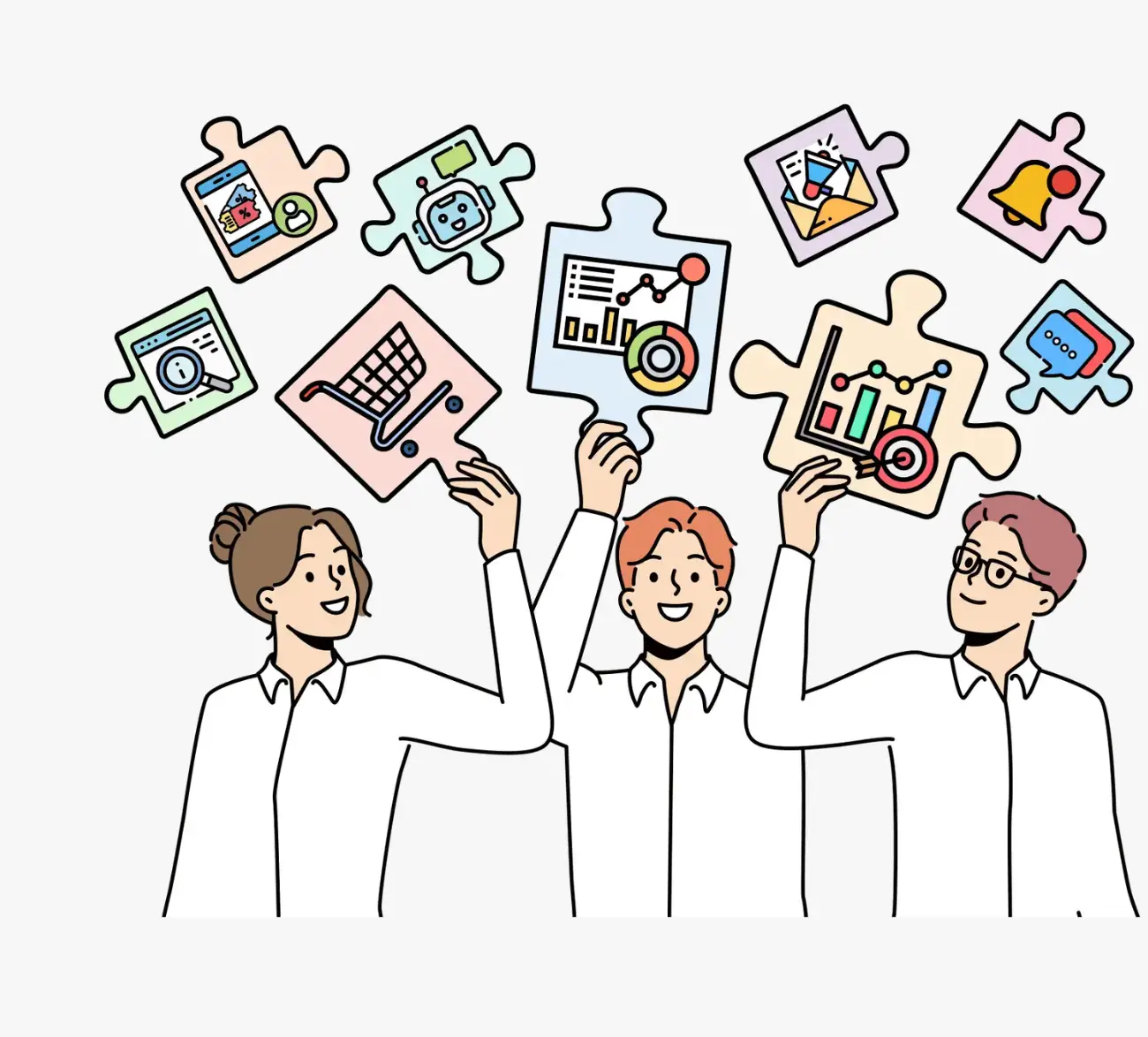 さまざまな機能がオールインワンで入っていることを表現したイラスト